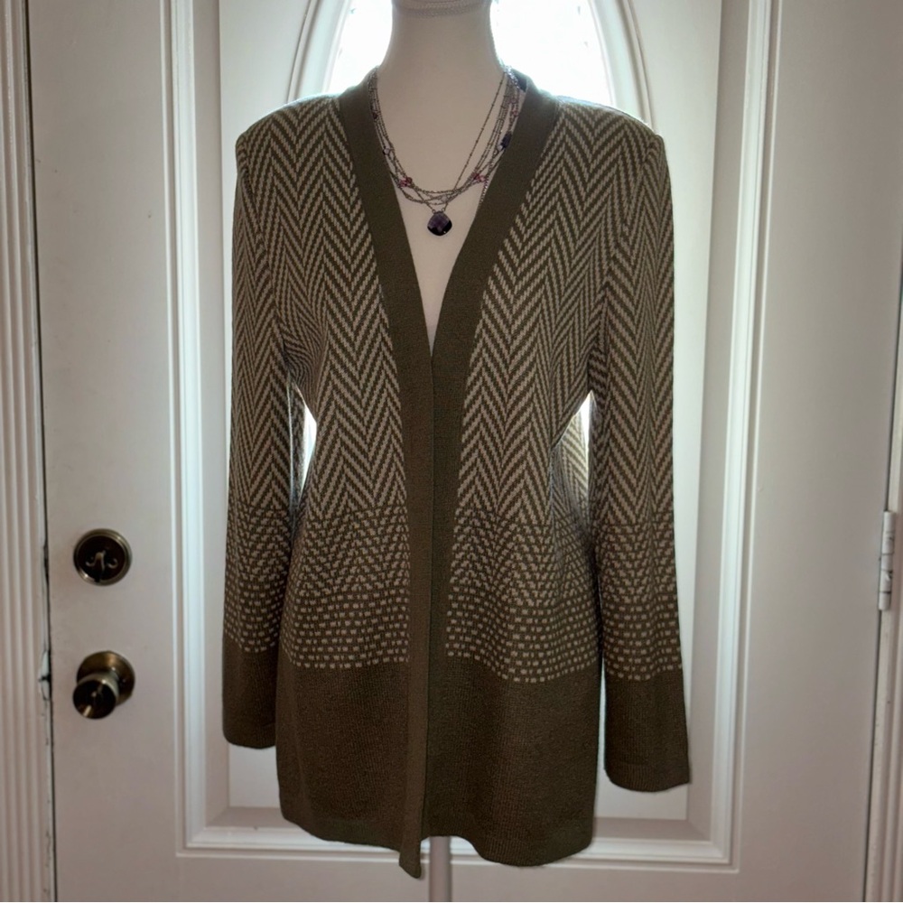 Vintage 1990s Olive Chevron Women's trendy Cardigan
